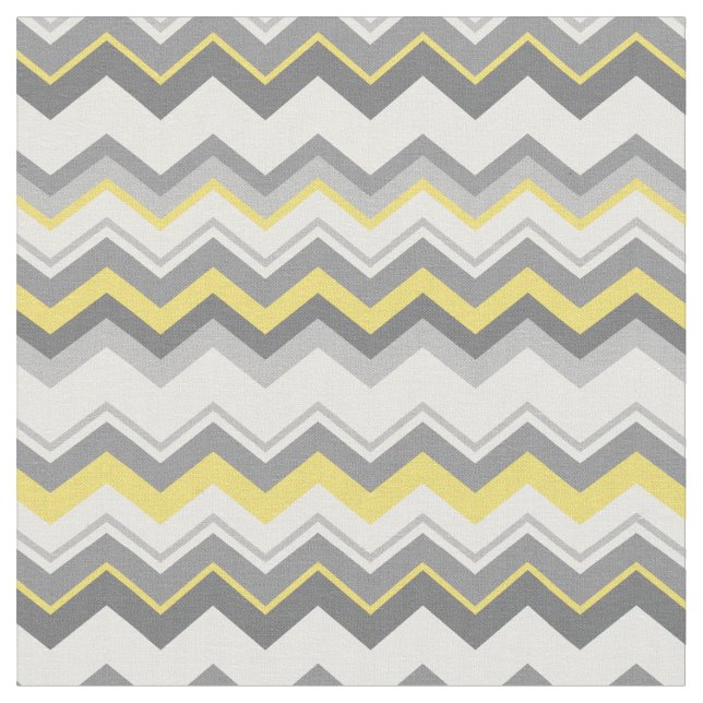 Grey and yellow zigzags, custom size fabric (Close Up)