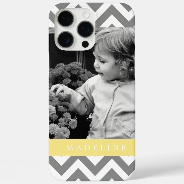 Grey and Yellow Zigzags Personalised Photo Case-Mate iPhone Case (Back)