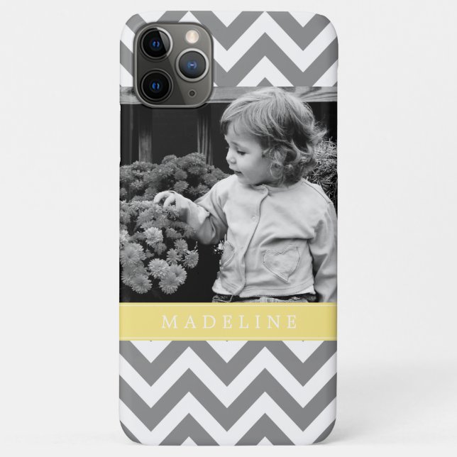 Grey and Yellow Zigzags Personalised Photo Case-Mate iPhone Case (Back)