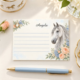 Grey Andalusian Peach and Blue Floral Post-it Notes