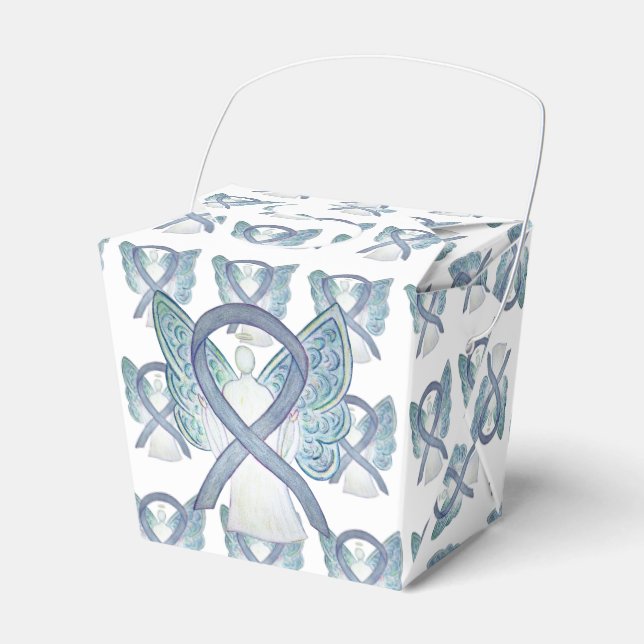 Grey Angel Awareness Ribbon Take Out Favour Boxes (Front Side)