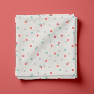 Grey Aqua and Coral Confetti Dots Fabric