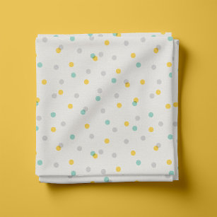 Grey Aqua and Yellow Confetti Dots Fabric