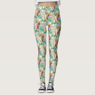Grey Aqua Cherubs Leggings