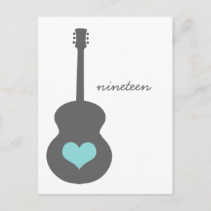 Grey/Aqua Guitar Heart Table Postcard