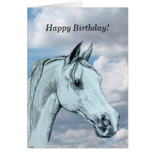 Grey Arab Horse against clouds