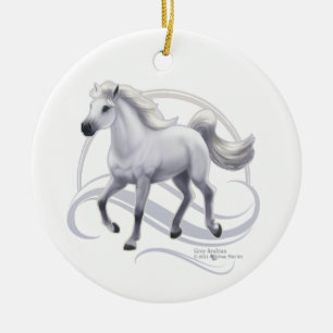Grey Arabian Horse Ceramic Ornament