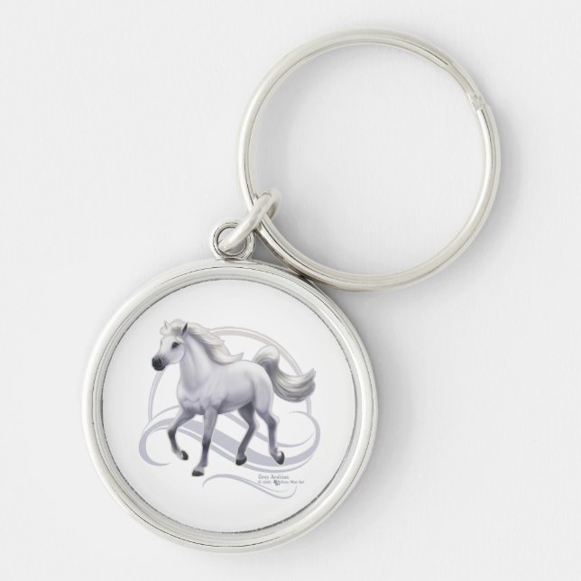 Grey Arabian Horse Key Ring (Front)