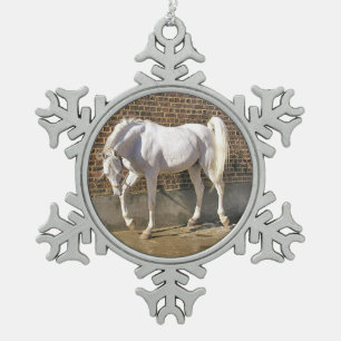 Grey Arabian Stallion Christmas Ornament
