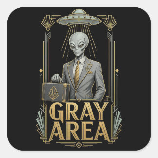 Grey Area Art Deco Grey Alien Sticker