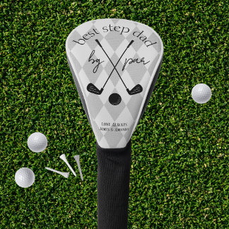 Grey Argyle Best By Par Gift for Him Golf Head Cover