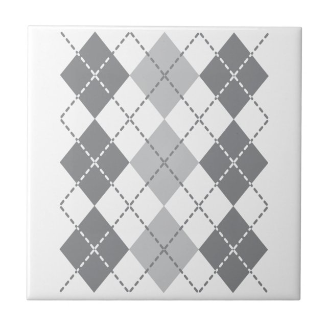 Grey Argyle Ceramic Tile (Front)
