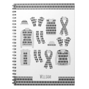 Grey Argyle Pattern Items Photo Notebook