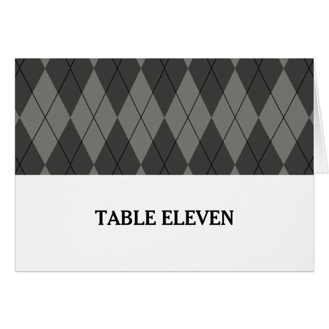 Grey Argyle Table Number Card (Front Horizontal)