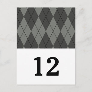 Grey Argyle Table Number Postcard
