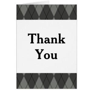Grey Argyle Thank You Card