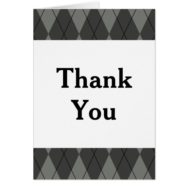 Grey Argyle Thank You Card (Front)