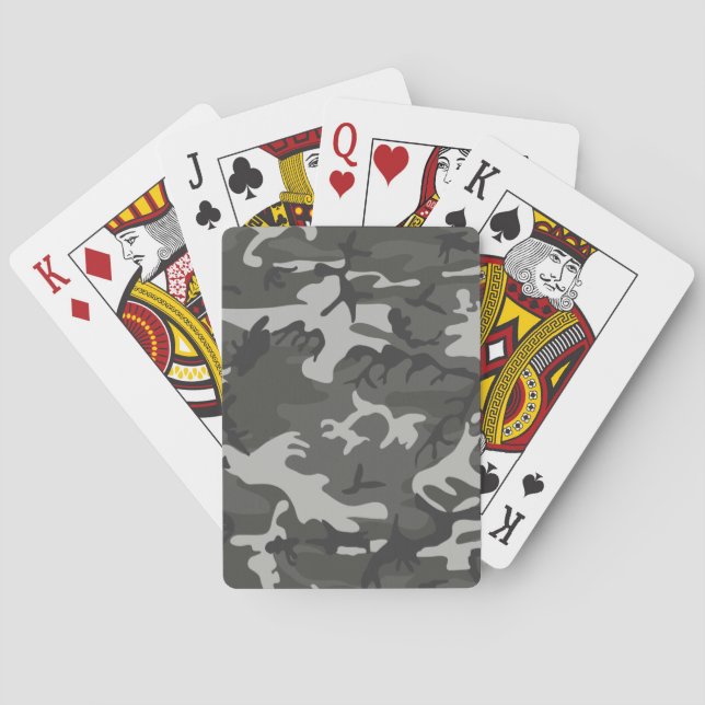 Grey army camouflage playing cards (Back)