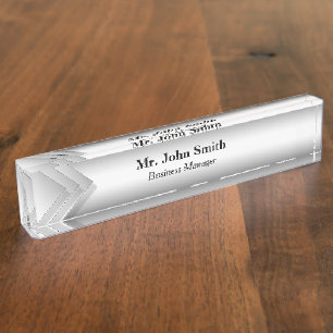 Grey Arrow Banner Desk Name Plate