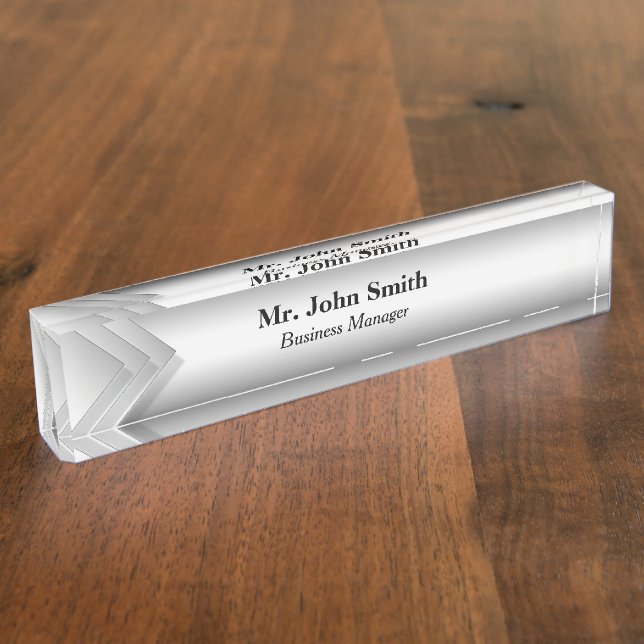 Grey Arrow Banner Desk Name Plate (Side)