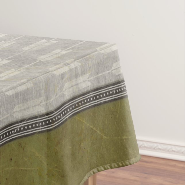 Grey Arrows with Green and Navy Blue Tablecloth (In Situ)
