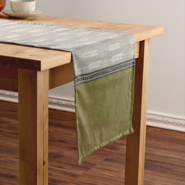 Grey Arrows with Green Short Table Runner (In Situ)