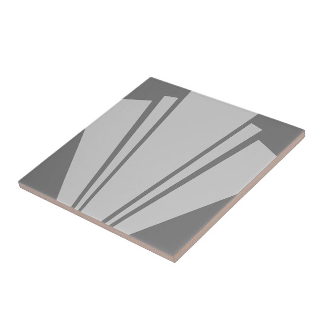 Grey Art Deco Design Ceramic Tile (Side)