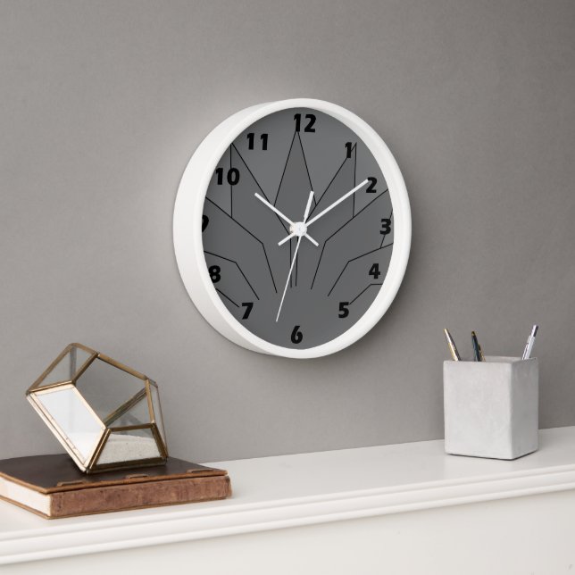 Grey Art Deco Design Clock (Office)