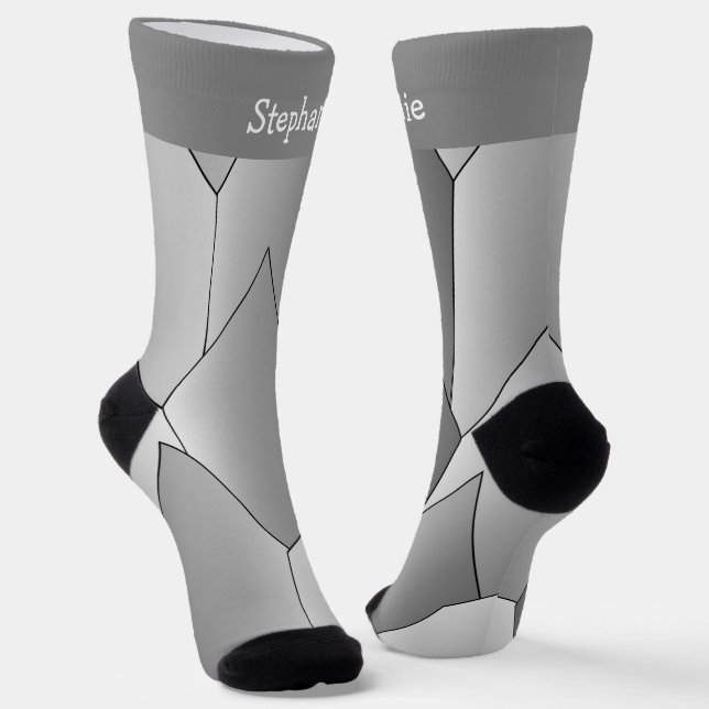 Grey Art Deco Design Socks (Angled)