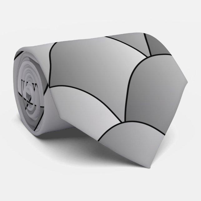 Grey Art Deco Design Tie (Rolled)