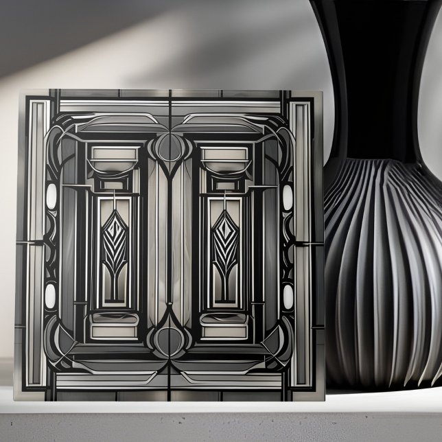 Grey Art Deco Geometric Ceramic Tile (Creator Uploaded)