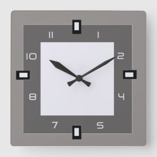 Grey Art Deco Square Wall Clock