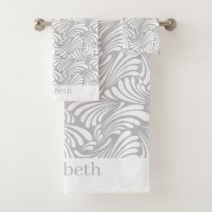 Grey Art Nouveau Bath Towel Set