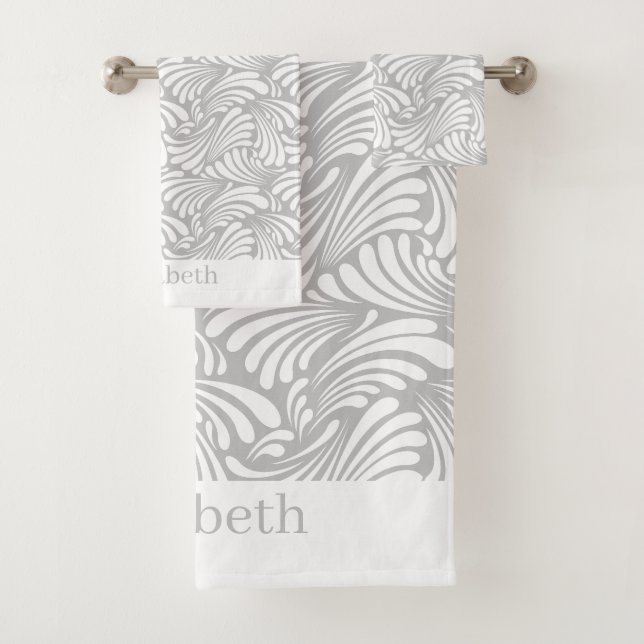 Grey Art Nouveau Bath Towel Set (Insitu)