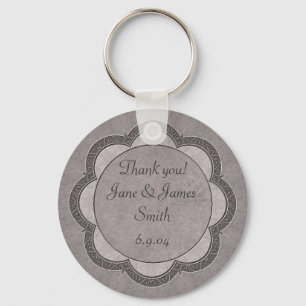 Grey Art Nouveau Wedding Key Ring