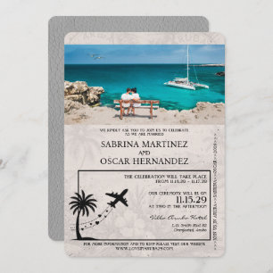 Grey Aruba Passport Wedding Invitation