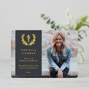 Grey Asclepius Medical Graduation Announcement