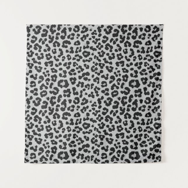 Grey Ash Leopard Cheetah Animal Pattern Tapestry (Front)