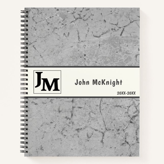 Grey Asphalt Grunge Masculine Notebook (Front)