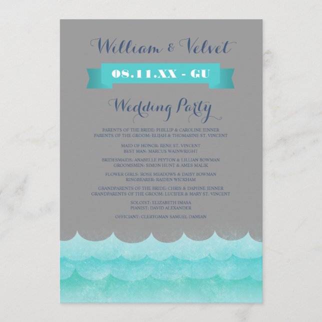 Grey At Sea Nautical Wedding Programs (Front)
