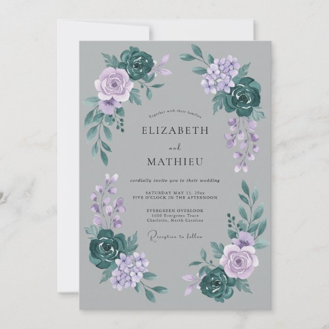 Grey Atmospheric Winter Wedding Invitation (Front)
