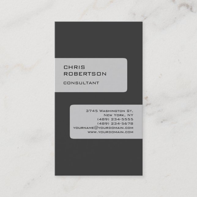 Grey Attractive Charming Business Card (Front)