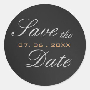 Grey Attractive Script Save the Date Calligraphy Classic Round Sticker