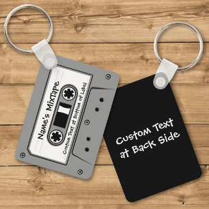 Grey Audio Cassette Tape Key Ring