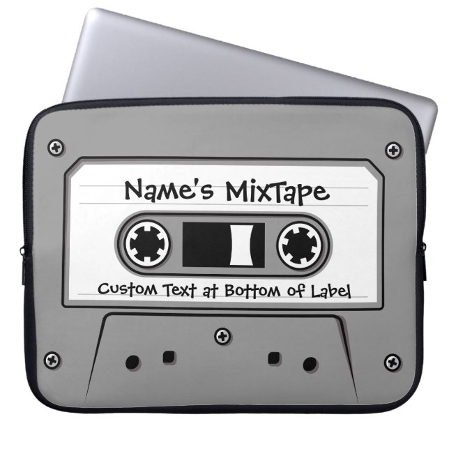 Grey Audio Cassette Tape Laptop Sleeve (Front)