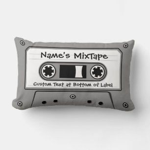 Grey Audio Cassette Tape Lumbar Cushion