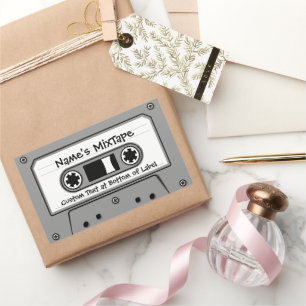 Grey Audio Cassette Tape Rectangular Sticker
