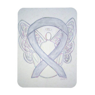 Grey Awareness Ribbon Angel Art Magnet