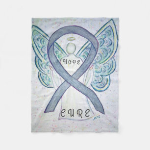 Grey Awareness Ribbon Angel Brain Cancer Blankets