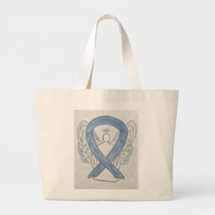 Grey Awareness Ribbon Art Custom Tote Bag